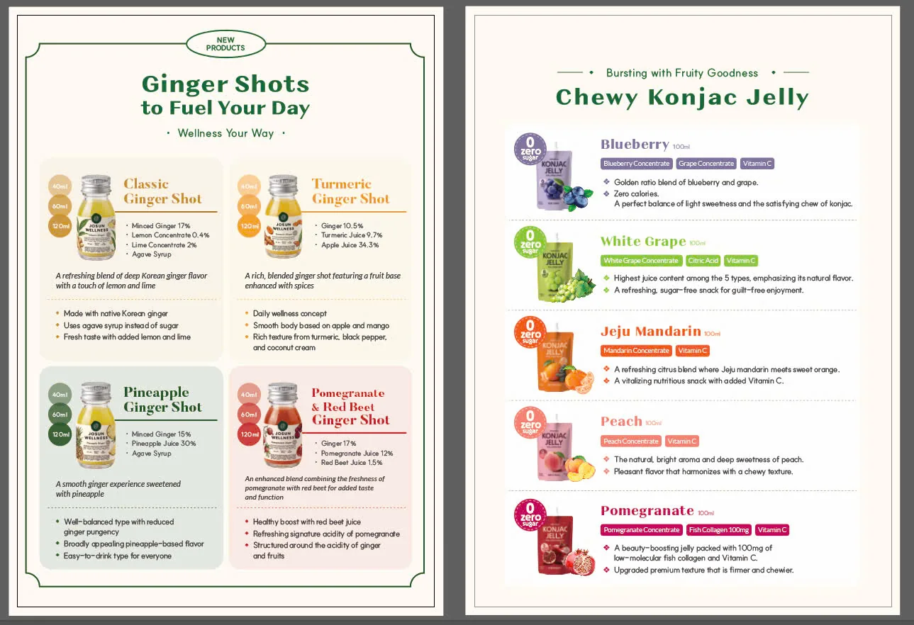 Ginger Shots & Chewy Konjac Jelly — bảng hương vị Organic Maru